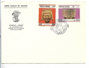 PARAGUAY 1967  HOMAGE TO MEXICO ARCHAEOLOGY SCULPTURE NATIVE AMERICAN FDC COVER