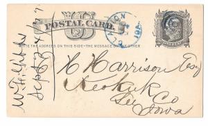 UX5 Clarion Iowa 1877 to Keokuk Co Delinquent Tax Bill Blue Target Fancy Cancel