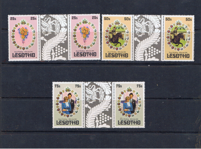 LESOTHO 1981 ROYAL WEDDING GUTTER PAIRS