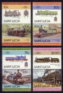 St. Lucia MNH 774-7 Pairs Locomotives SCV 4.55