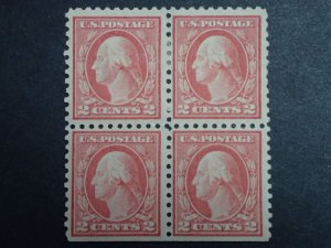 US Stamps Unused FVF 1920 Washington 2 Cent Scott 526 MNH Block of 4 MNH