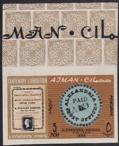 Ajman 1965 MNH Sc #37 IMPERF 5np USA No. 1X2 Gibbons Centenary