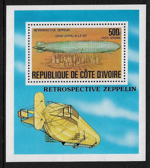 Ivory Coast #C63 MNH S/Sheet - Zeppelin