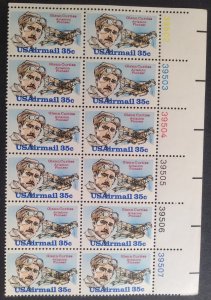 U.S.#C100 Glenn Curtiss 35c Plate Block of 12, MNH.