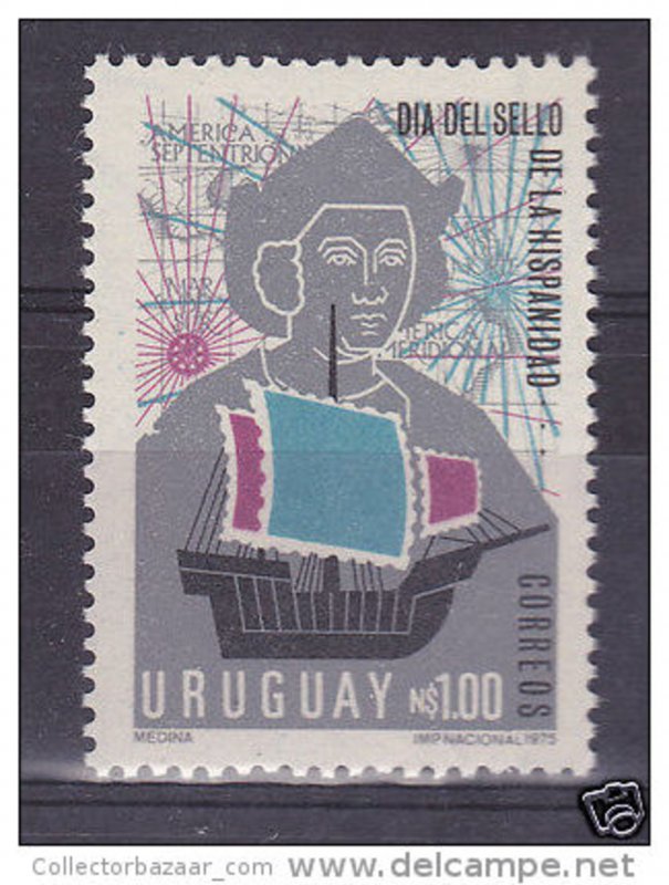 URUGUAY Sc#912 MNH STAMP ship colombus & ancient map Stamp day