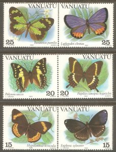 VANUATU Sc# 346 - 348 MNH FVF Set3 x Pair Butterflies