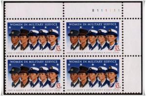 SC#3174 32¢ Women in Military Service Plate Block: UR #B111111 (1997) MNH