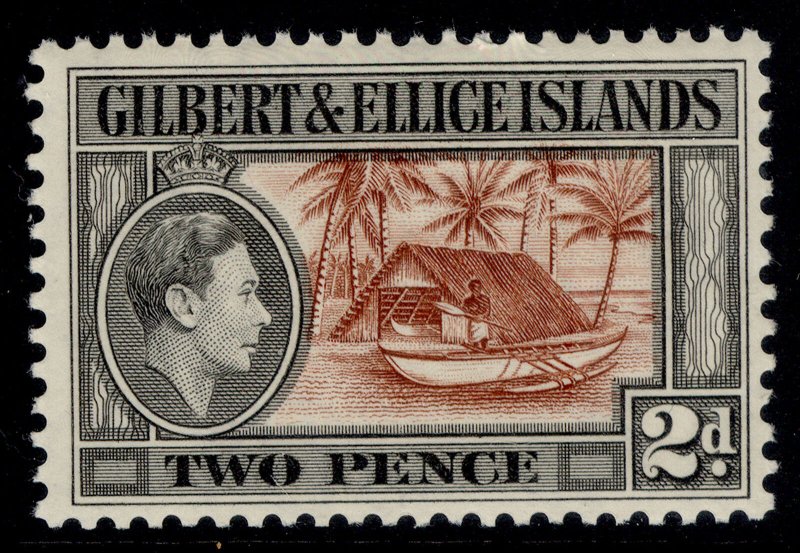 GILBERT AND ELLICE ISLANDS GVI SG46, 2d red-brown & grey-black, M MINT.