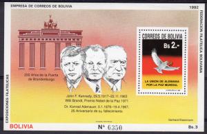 Bolivia 1992 Mi#Bl.196 J.F.Kennedy/Adenauer/W.Brandt/Bird S/S MNH