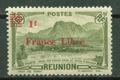 France-Reunion # 223  1F on 65c France Libre (1) Unused VLH