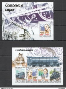 2015 Guinea-Bissau Transport Steam Trains Kb+Bl ** Stamps St1018