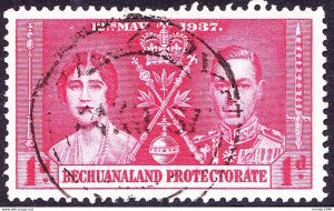 BECHUANALAND 1937 KGVI 1d Scarlet Coronation SG115 Used