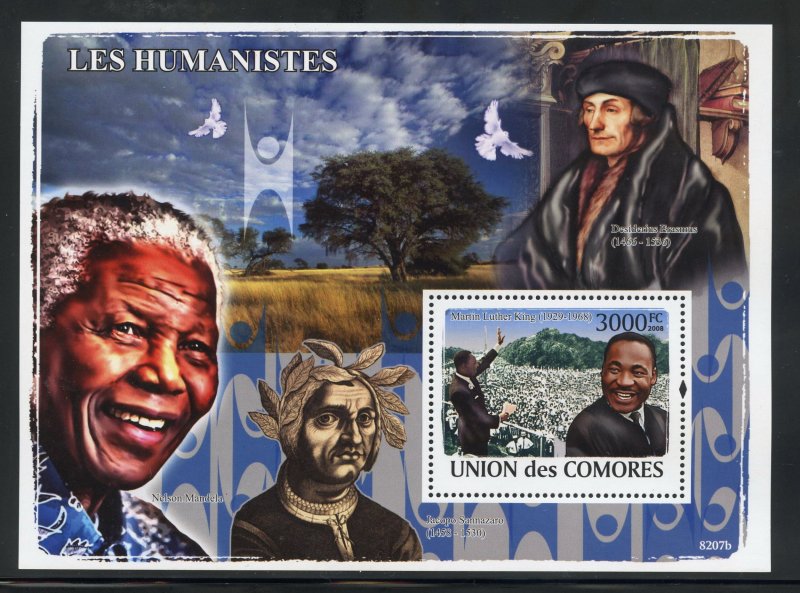 Comoro Is. 1046 MNH,  Humanitarians Souvenir Sheet from 2009.