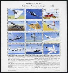 Palau 1996 Oddities of the Air sheetlet containing set of...