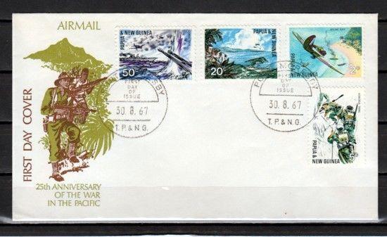 Papua New Guinea, Scott cat. 245-248. War in Pacific issue. First day cover. 