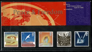 G.B.QE II 1995 EUROPA PEACE & FREEDOM MINT (NH) SG1873-77 P.O. PACK 257 SUPERB