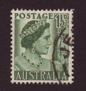 Australia 1950 Sc#230, SG#236 1-1/2d Green KGVI, Queens, USED