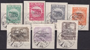 Fiume 1919 Sc 73/83 partial set used on piece with matching cancels