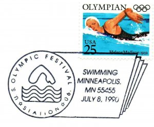 LOT OF 10 ASSORTED PICTORIAL CANCELS U.S. OLYMPIC FESTIVAL TWIN CITIES MINN 1990