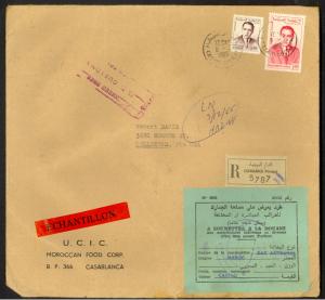 MOROCCO 1965 Registered DOUANE SAMPLES Cover to Hollywood Florida USA Sc C6, 82