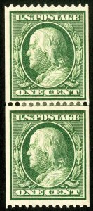 US Stamps # 385 MH VF Line Pair Scott Value $450.00