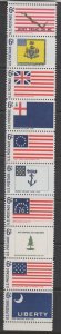 United States,  Historic Flags (SC# 1354a) MNH STRIP