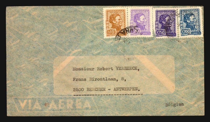 URUGUAY 26 AIRMAIL COVER LOT PLUNA  CENSOR OFFICIAL PANAGRA MILITARY MAIL TO USA