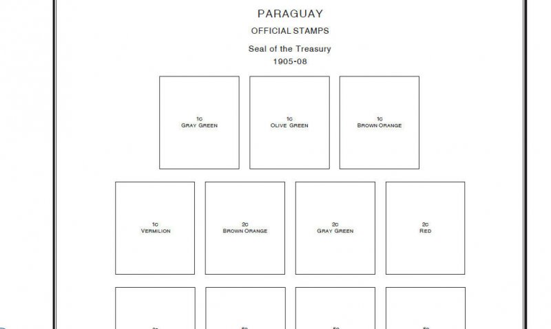 PRINTED PARAGUAY [CLASS.] 1870-1940 STAMP ALBUM PAGES (53 pages)
