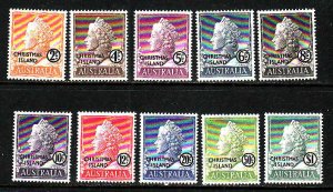 Christmas Is.-Sc#1-10-Unused very light hinged QEII definitive set-1958-