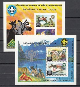 Nicaragua, Scott cat. CC880-884a..Scout s/sheets with Year of the Child o/p.^