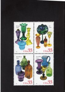 3325-3328 American Glass, MNH blk/4