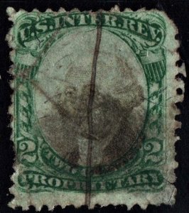 RB2a 2¢ Proprietary Stamp (1874) Used/Faults