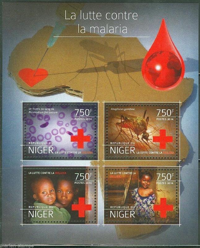 NIGER  2014  BATTLE AGAINST MALARIA RED CROSS SHEET  PERFORATED MINT NH