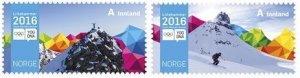 Norway 2016 Winter Youth Olympic Games in Lillehammer Olympics Set 2 stamps MNH