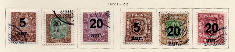 Iceland Sc 130-138 1921-25  Christian IX & 2 Kings overprinted stamp used