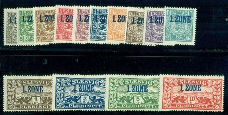 SLESVIG #15-28, Complete set 1 ZONE Ovpts, og, hinged, VF, Scott $22.45 