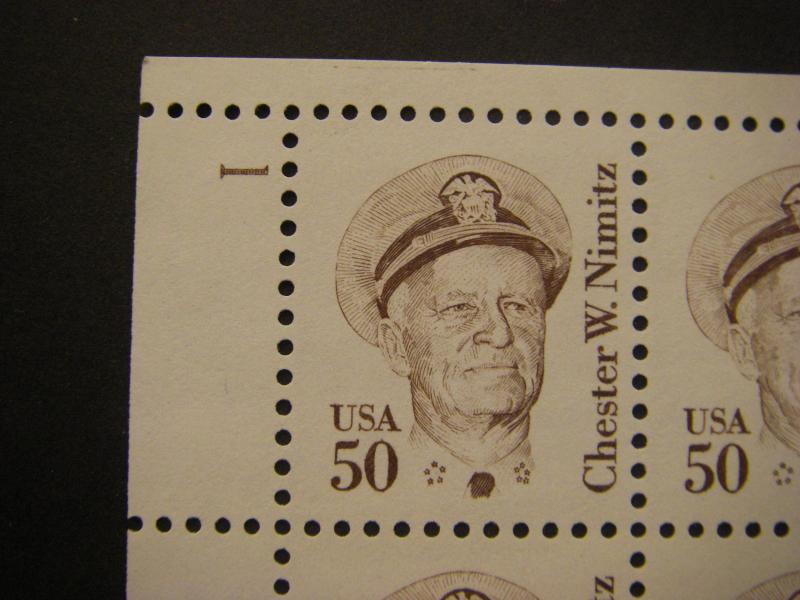 Scott 1869a, 50c Chester Nimitz, PB4 #1 x 4 Matched Set, MNH Great ...