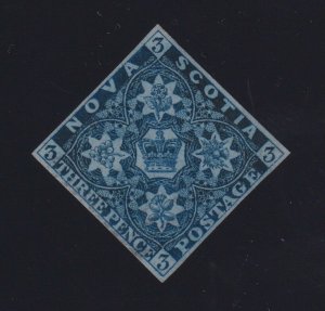 Nova Scotia Sc #3 (1851-7) 3d dark blue Heraldic Light Cancel VF Used