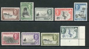 Nyasaland SG144/52 1945 KGVI Part Set of 9 M/M