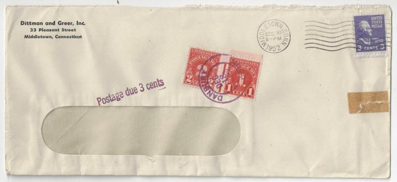 1952 USA Cover With Postage Due Stamps - From Dittman & Greer