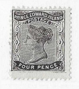 Prince Edward Island Sc #9 4p black with extra lines at bottom NG  VF