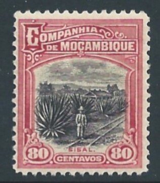 Mozambique Company #141 NH 80c Sisal Plantation Carmine & Black