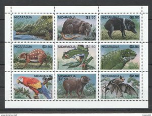 1995 Nicaragua Fauna Wild Animals Reptiles Birds 1Kb ** Stamps Pk202