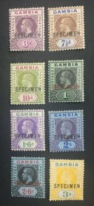 MOMEN: GAMBIA SG # 1912-22 MULT CROWN CA SPECIMEN MINT OG H LOT #60805