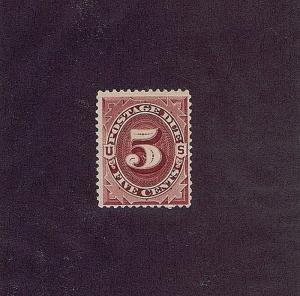 SC# J18 ORIGINAL GUM PREVIOUSLY HINGED 5 CENT POSTAGE DUE, 1884, 2018 PF CERT