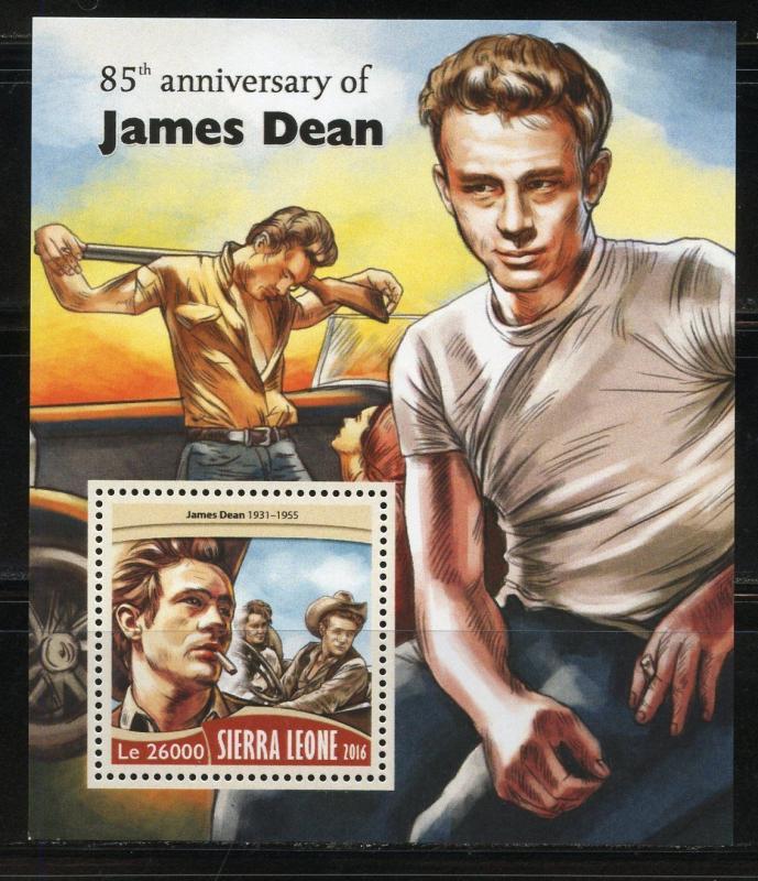 SIERRA LEONE 2016 85th BIRTH ANNIVERSARY OF JAMES DEAN SOUVENIR  SHEET MINT NH