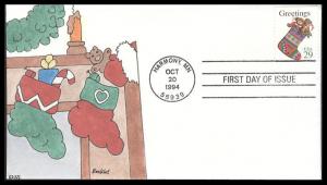 #2872 Christmas Stocking Kribbs FDC