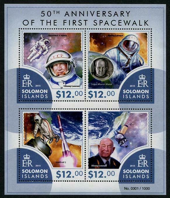 HERRICKSTAMP NEW ISSUES SOLOMON ISLANDS Sc.# 1900 First Spacewalk Sheetlet