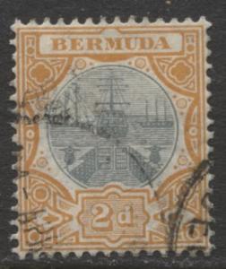 Bermuda - Scott 36 - Caravel - Wmk 3 -1906 - VFU -Single 2p Stamp