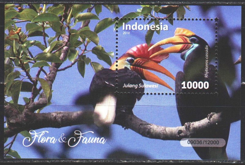 Indonesia. 2018. Birds, flora and fauna. MNH. 